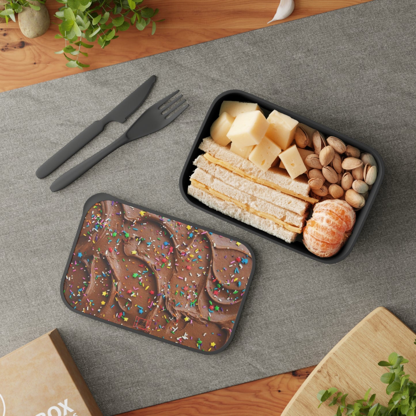 Chocolate Bento Box with Utensils - REDHOME